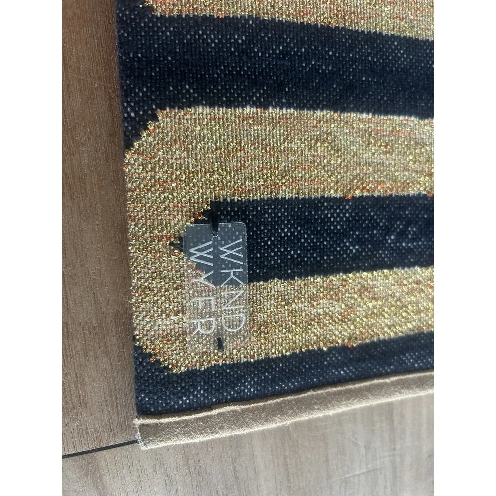 WKND WYFR BFF Envelope Clutch Gold Black Handwoven Trim Metallic Bag